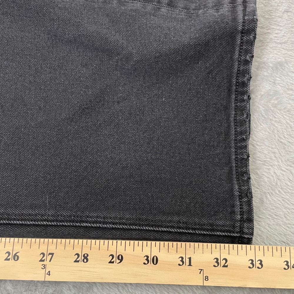 American Eagle Baggy Straight Jeans Womens 6 Long Black Cutout Double Waist Y2K - Picture 10 of 14